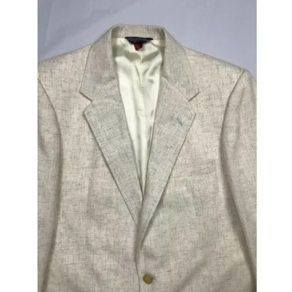 WFF by Farah Mens Ivory Linen Texture Blazer - Picture 4 of 8